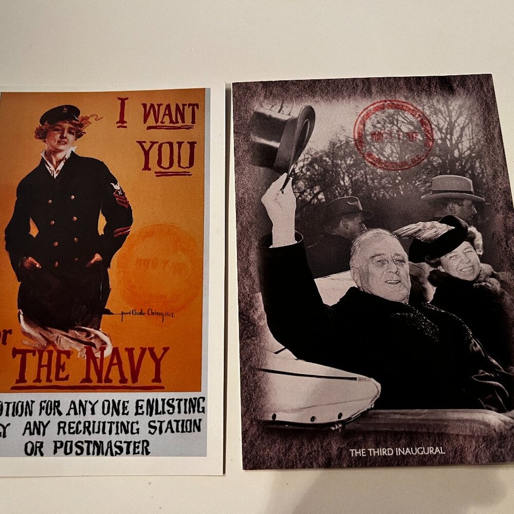 Vintage Post Cards -WWI Navy Recruitment Poster & Roosevelt Inauguration